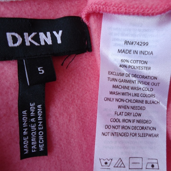 SIZE 5. NWT. DKNY girl’s pink hooded sweatshirt. - Picture 7 of 8